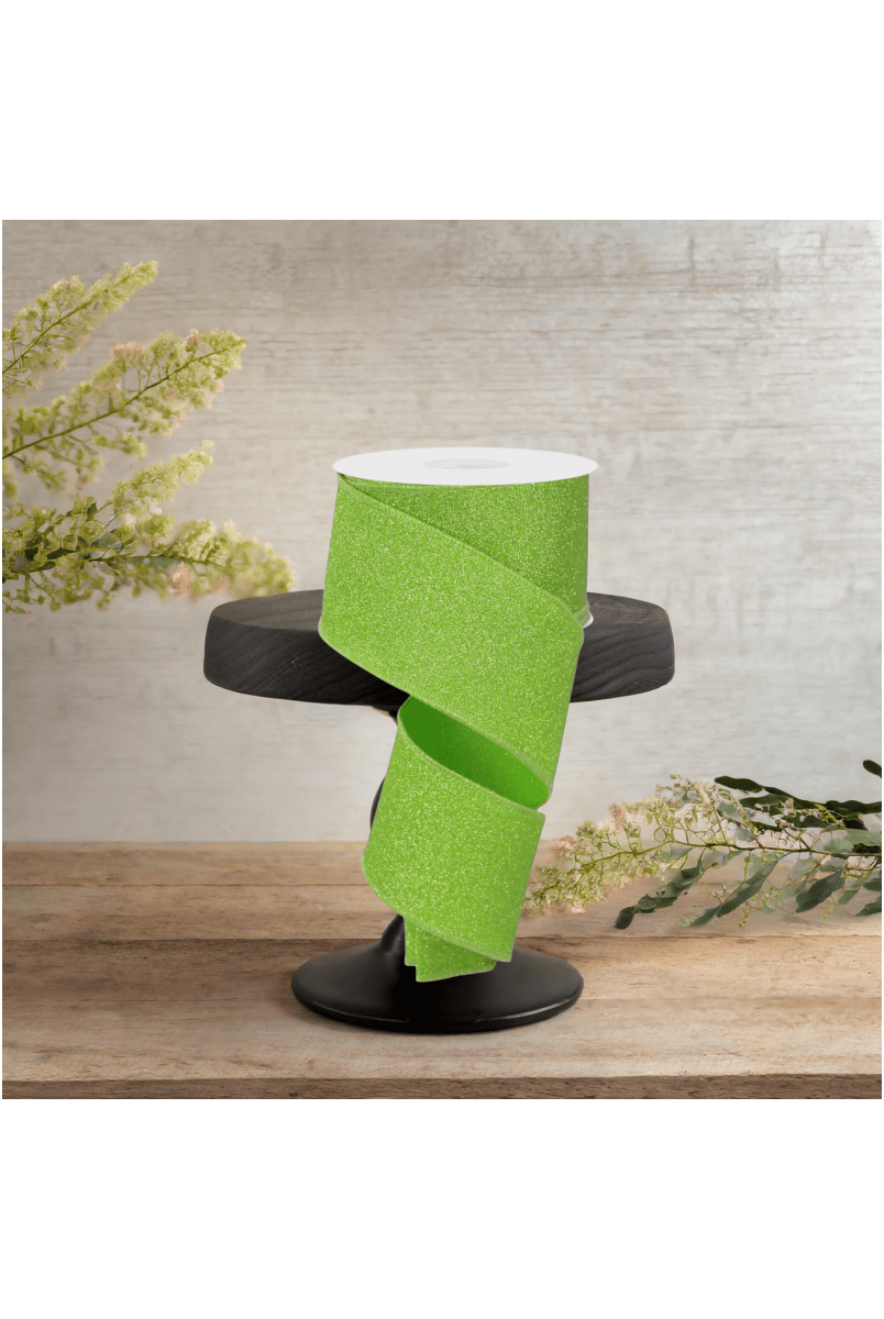 Shop For 2.5" Fine Glitter On Faux Royal: Lime Green (10 Yards)