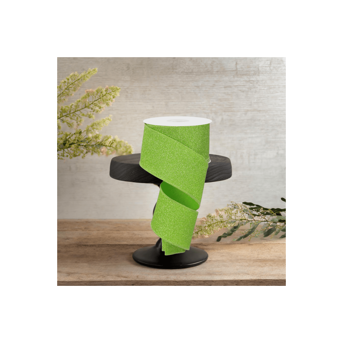 Shop For 2.5" Fine Glitter On Faux Royal: Lime Green (10 Yards)