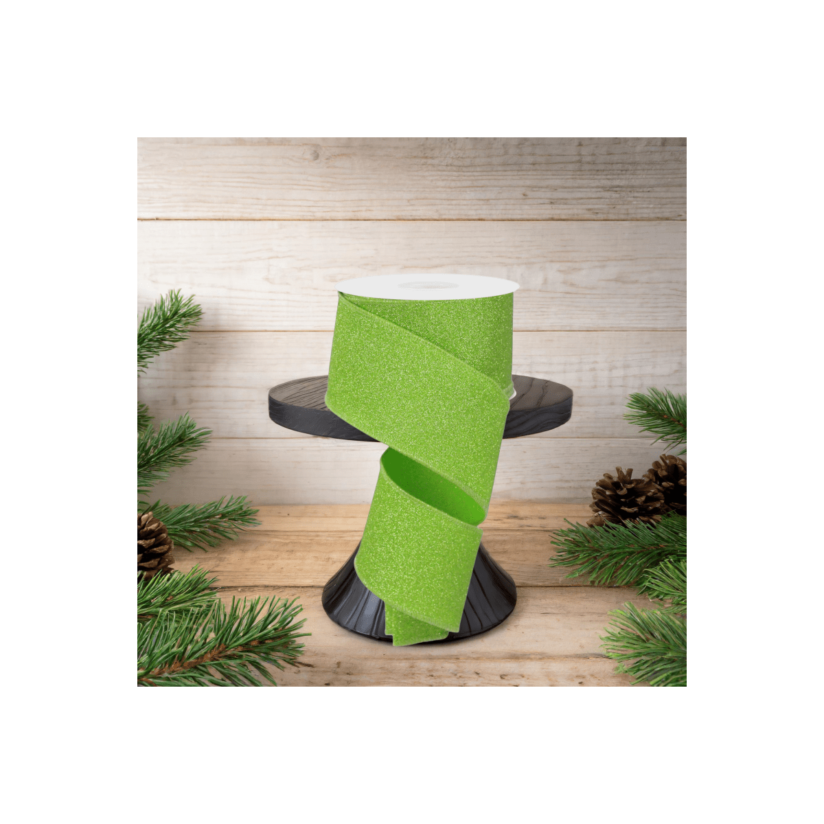 Shop For 2.5" Fine Glitter On Faux Royal: Lime Green (10 Yards)