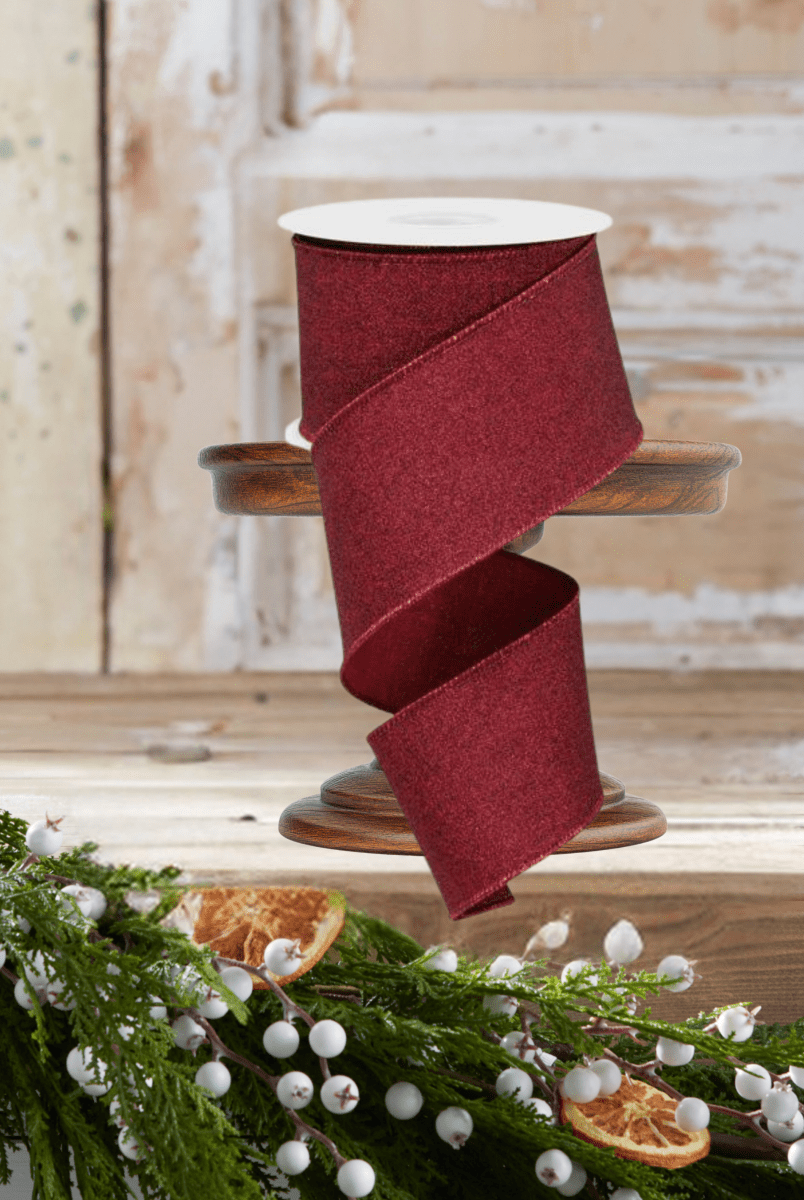 Shop For 2.5" Fine Glitter On Royal Ribbon: Burgundy (10 Yards)