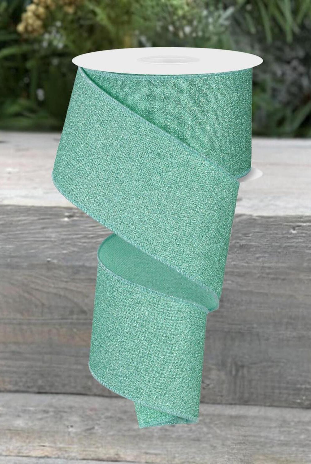 2.5" Fine Glitter on Royal Ribbon: Mint Green (10 Yards)