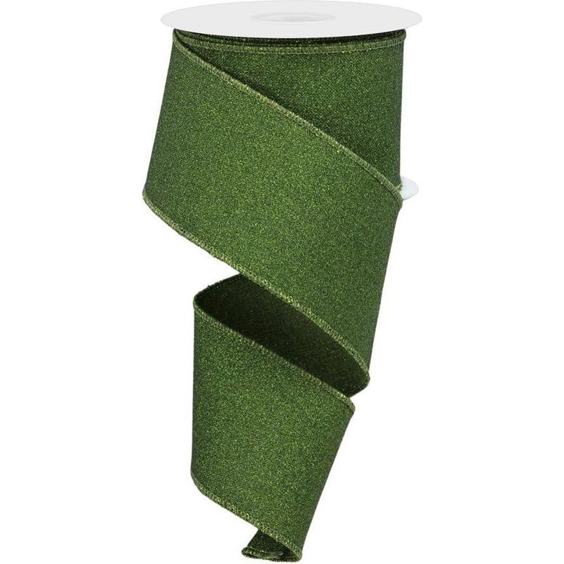 Shop For 2.5" Fine Glitter on Royal Ribbon: Moss Green (10 Yards)