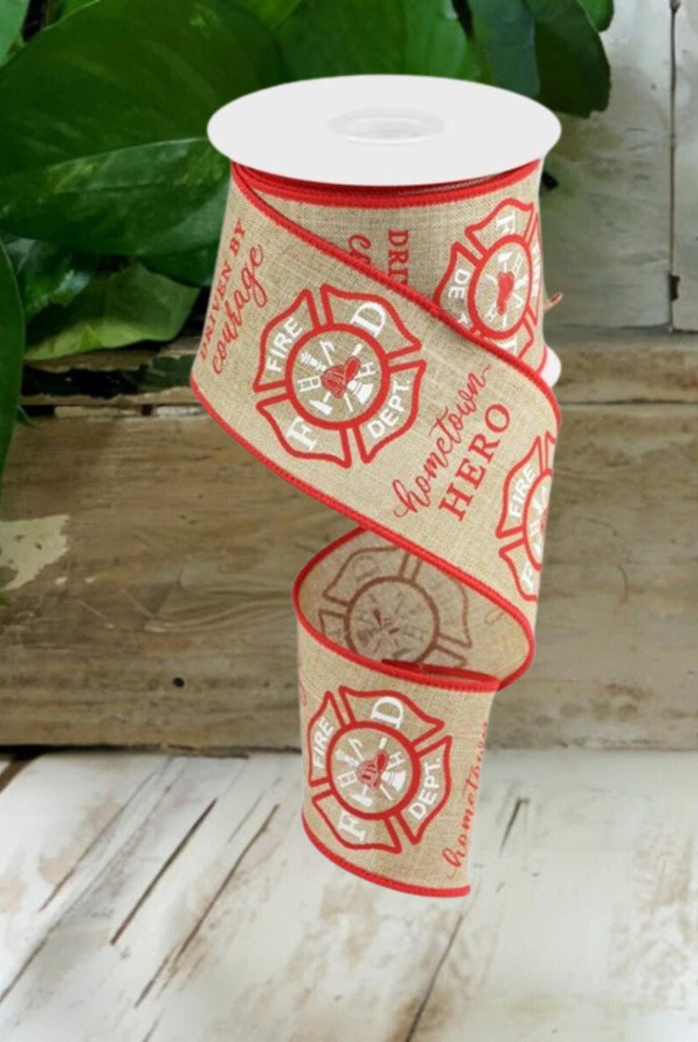 2.5" Firefighter Badge Ribbon: Light Beige (10 Yards)