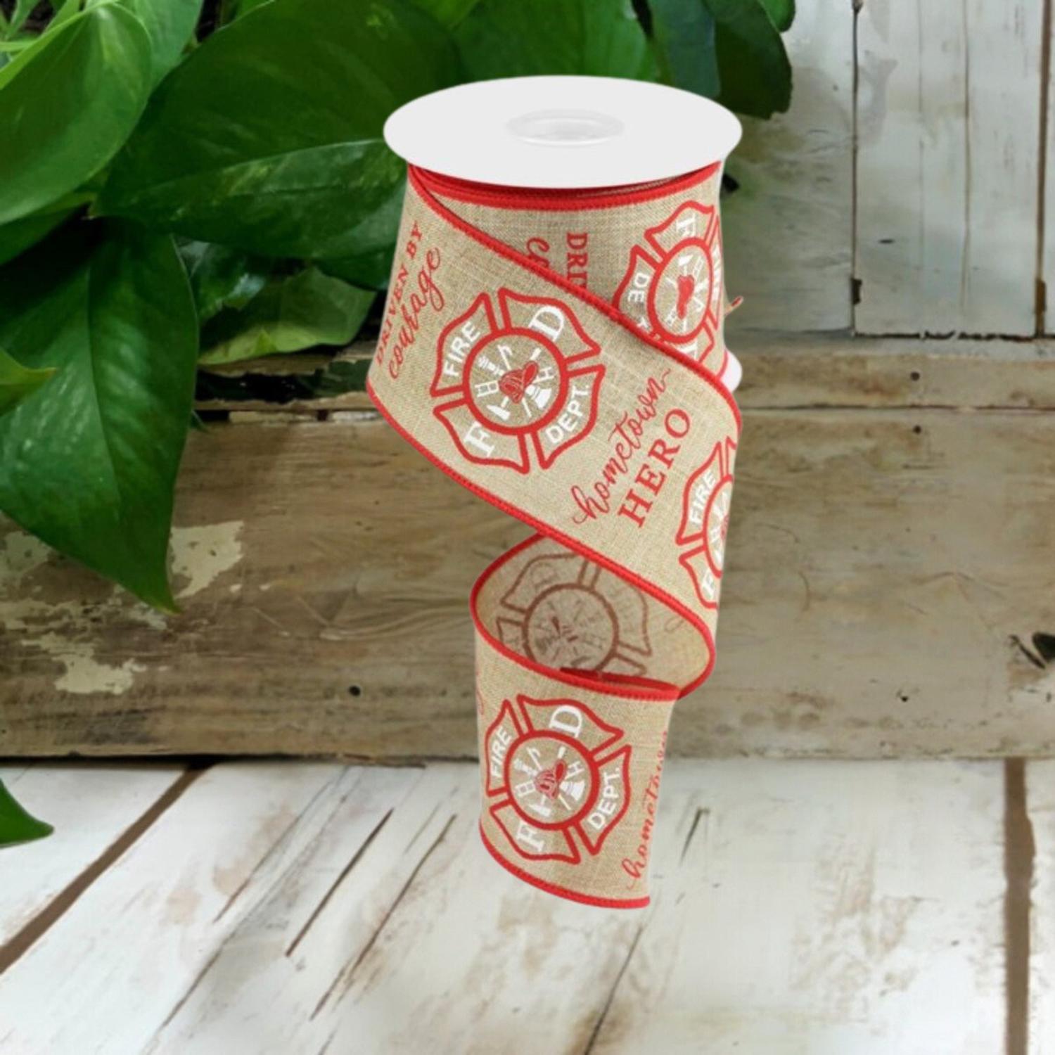 Shop For 2.5" Firefighter Badge Ribbon: Light Beige (10 Yards) at Michelle's aDOORable Creations