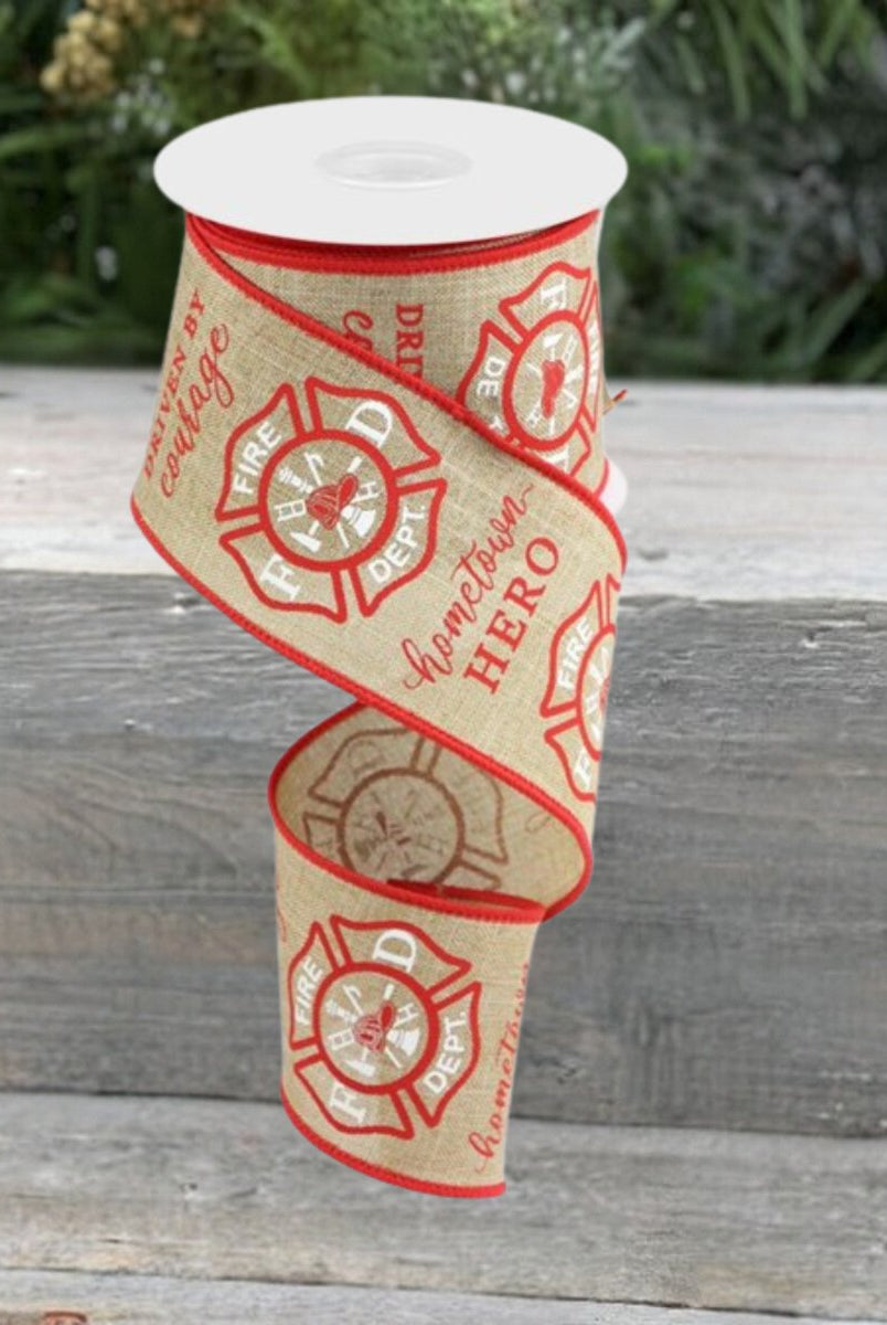 Shop For 2.5" Firefighter Badge Ribbon: Light Beige (10 Yards) at Michelle's aDOORable Creations