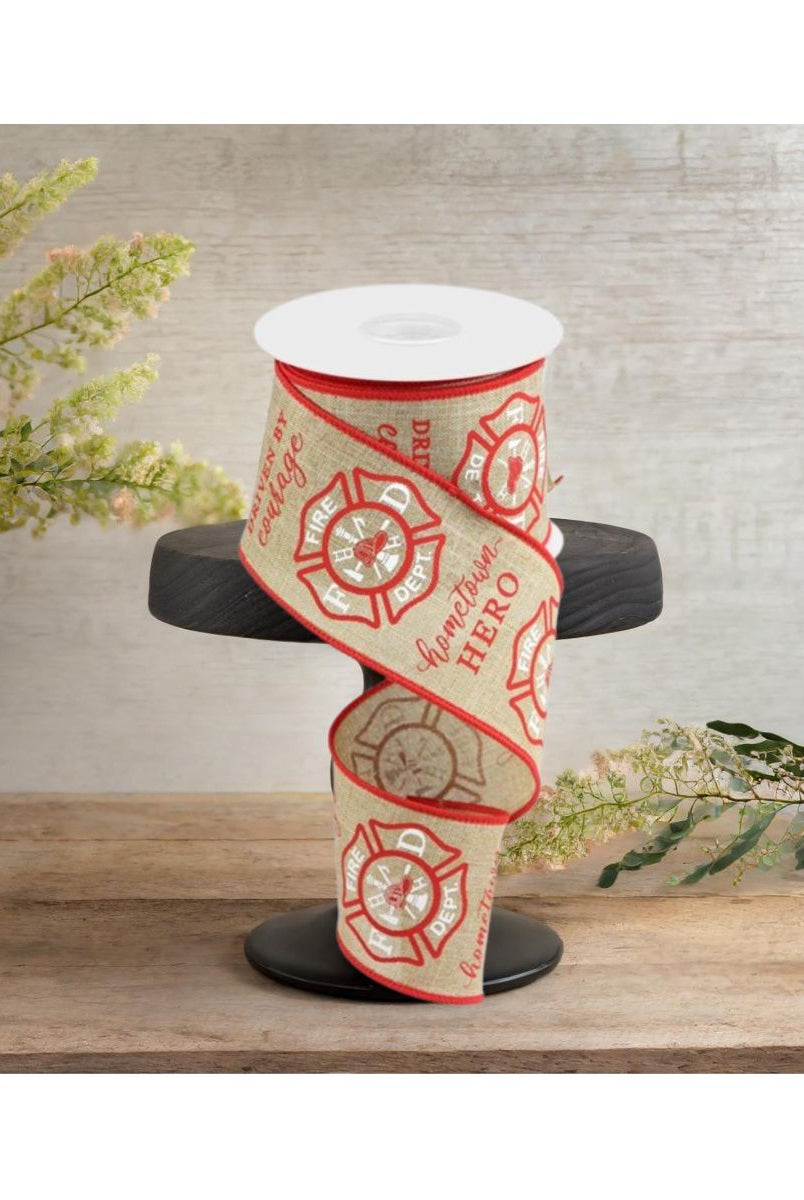 Shop For 2.5" Firefighter Badge Ribbon: Light Beige (10 Yards) at Michelle's aDOORable Creations