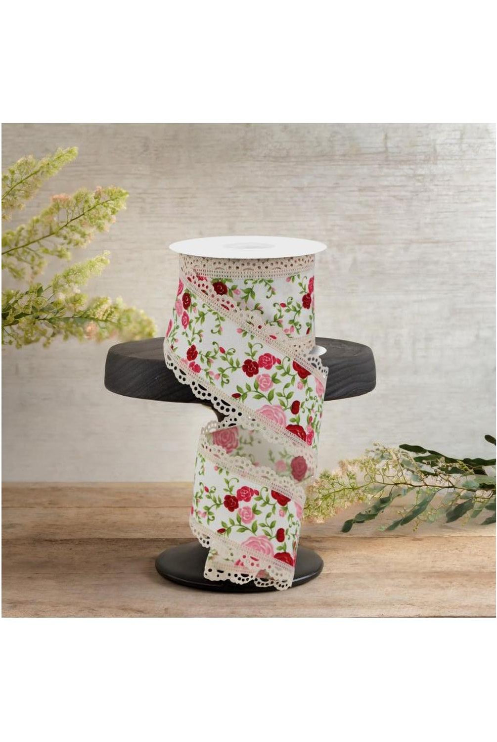 2.5" Floral Lace Ribbon: Ivory (10 Yards)