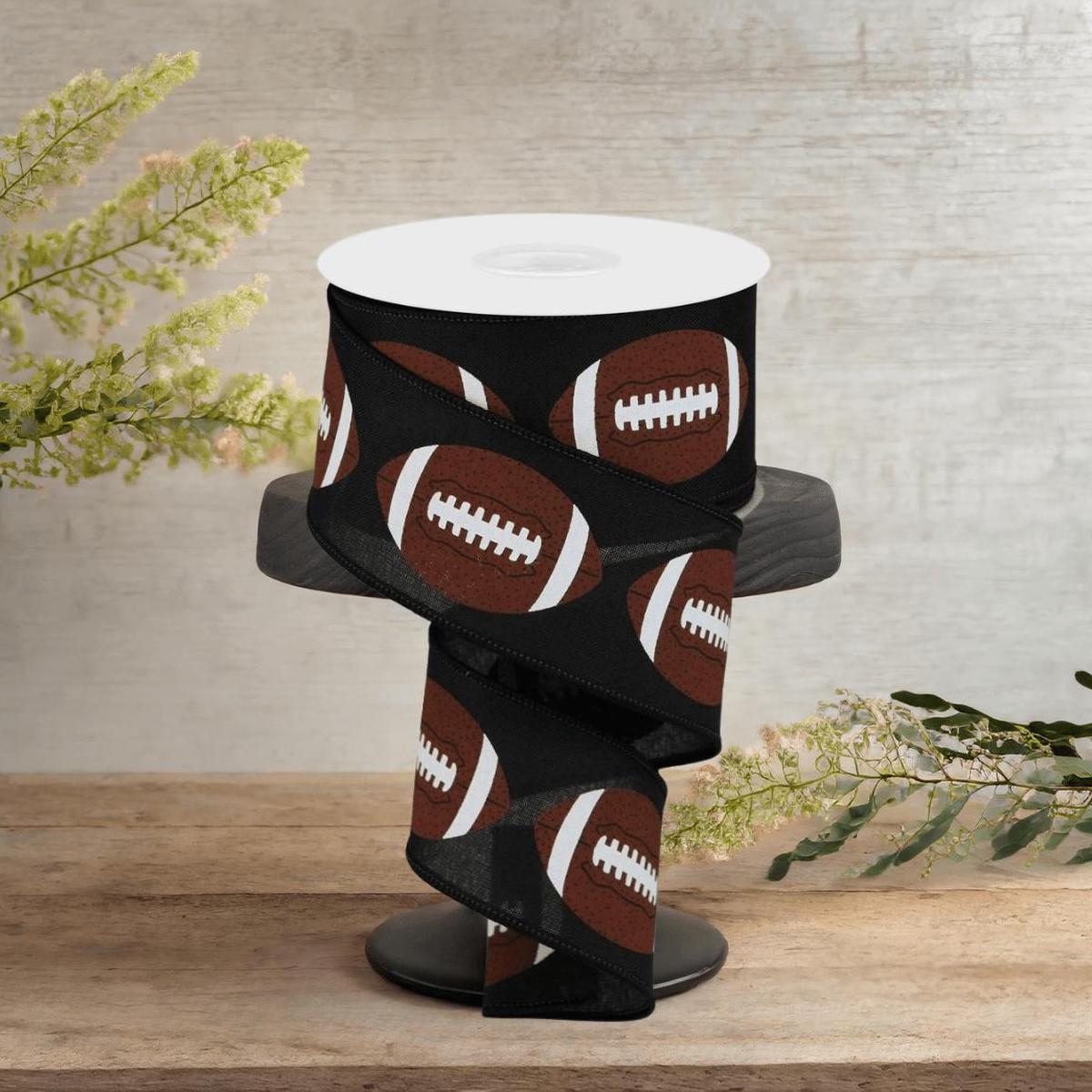 Shop For 2.5" Football Ribbon: Black (10 Yards)