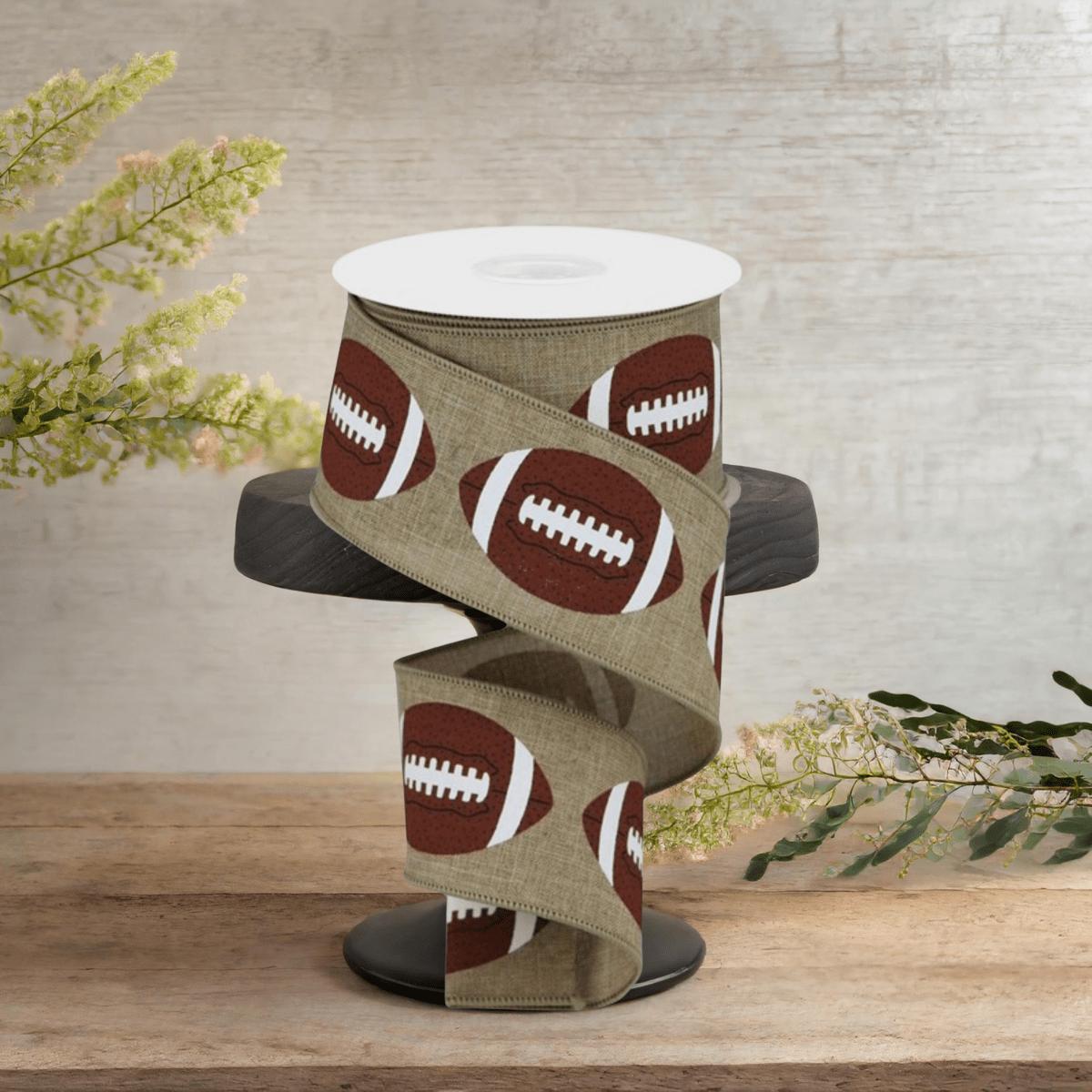 Shop For 2.5" Football Royal Ribbon: Light Beige (10 Yards)