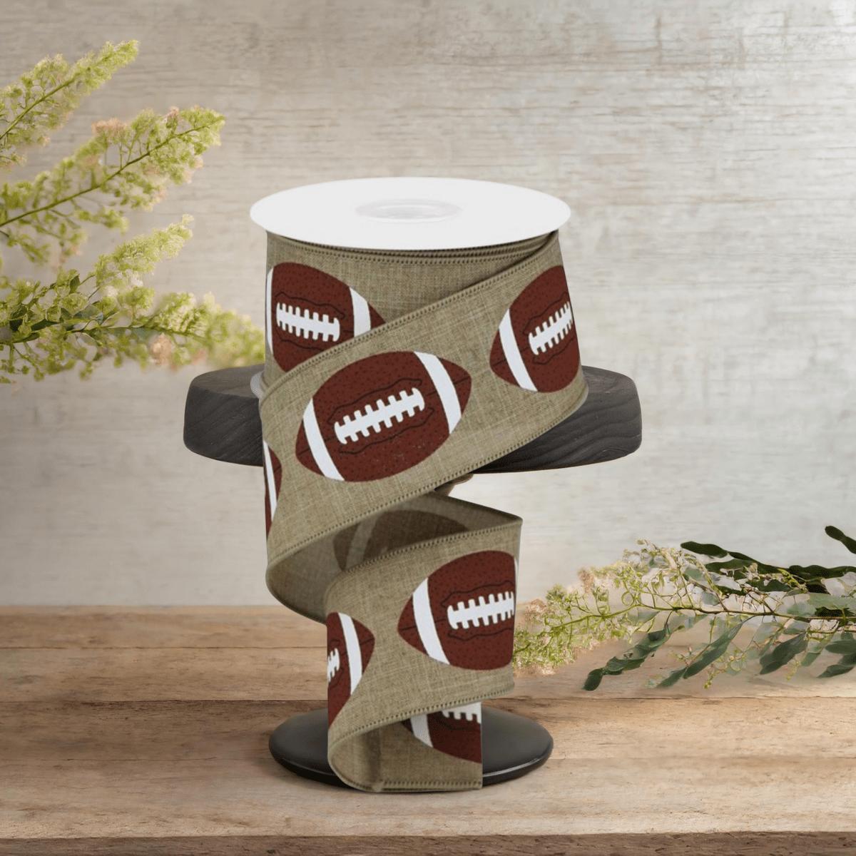 Shop For 2.5" Football Royal Ribbon: Light Beige (10 Yards)