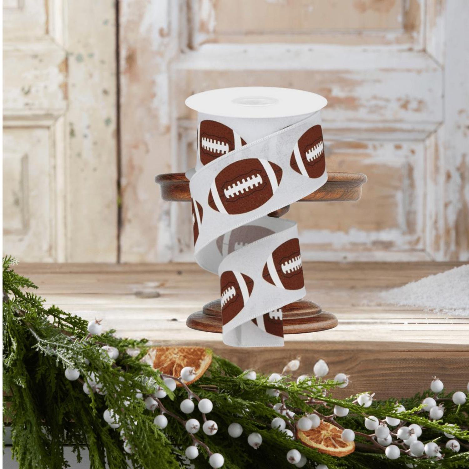 Shop For 2.5" Football Royal Ribbon: White (10 Yards)