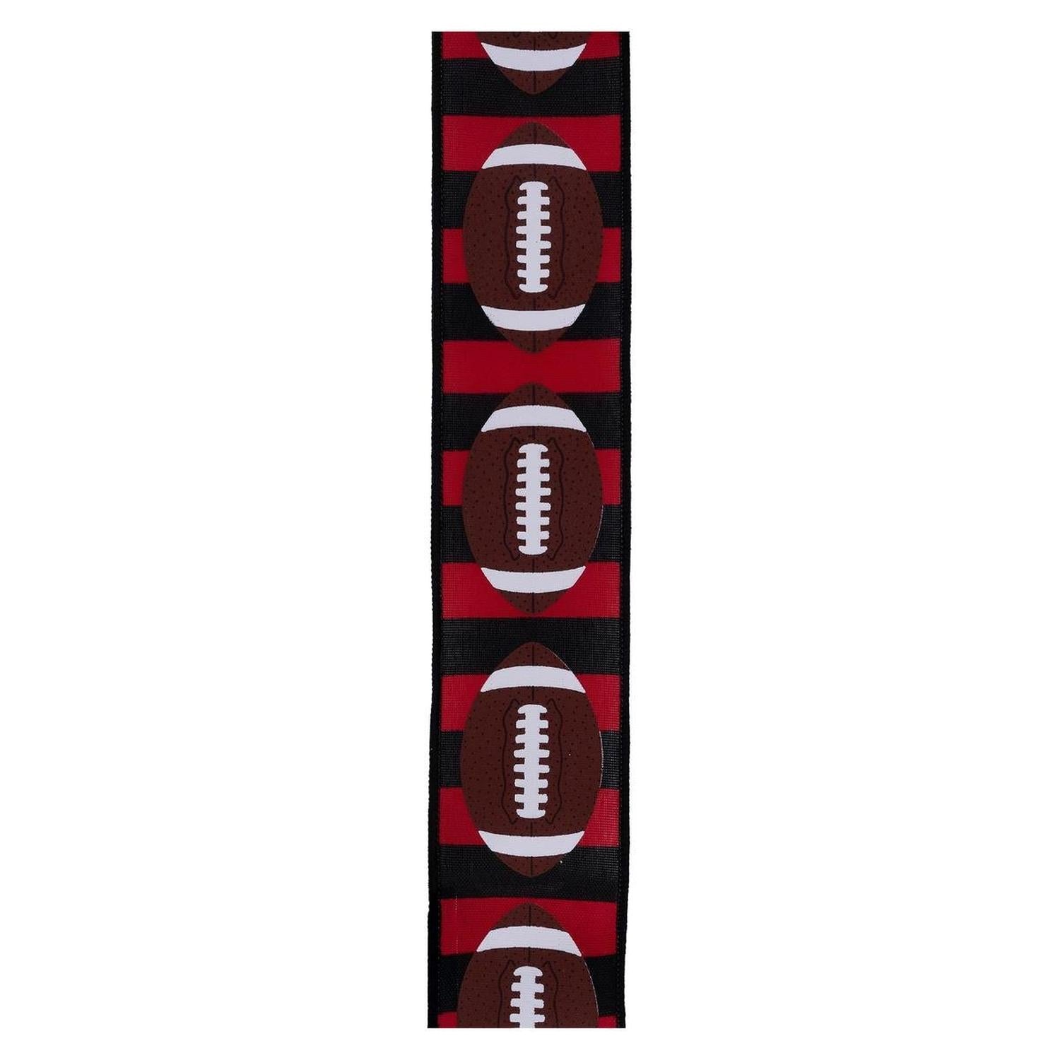 2.5" Footballs on Royal Ribbon: Red/Black (10 Yards)