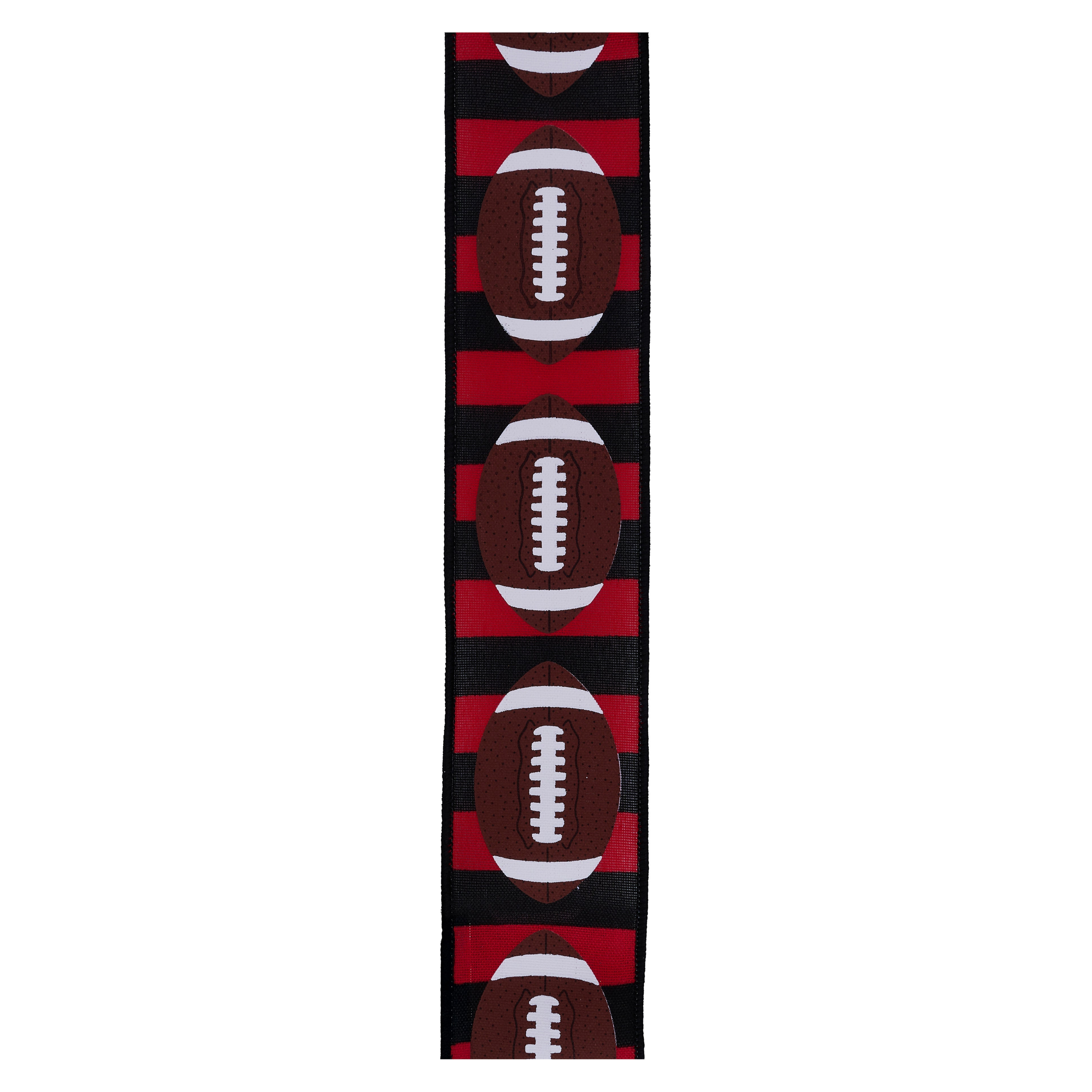 Shop For 2.5" Footballs on Royal Ribbon: Red/Black (10 Yards)