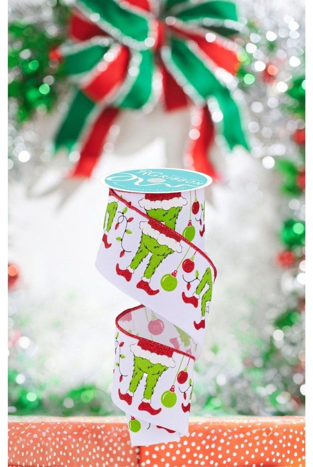 2.5" Furry Elf Legs Ribbon: White (10 Yards)