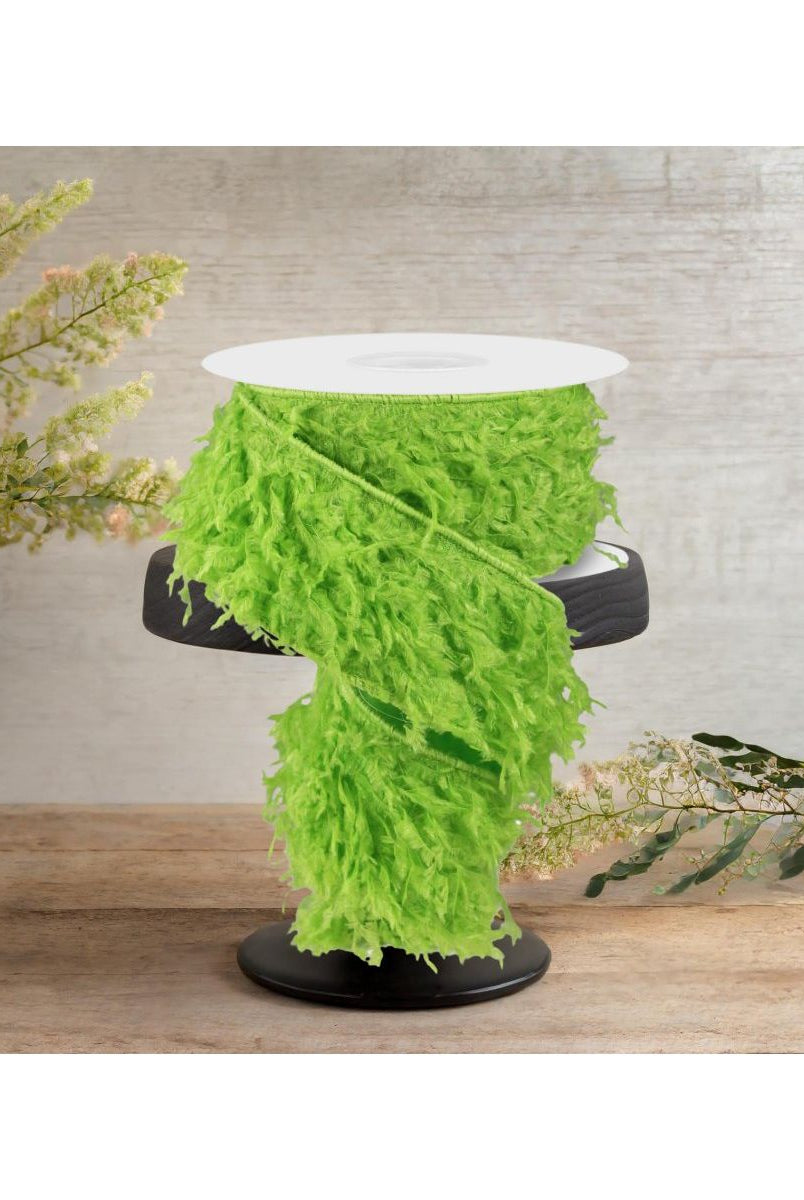 Shop For 2.5" Furry Ribbon: Lime Green (10 Yards) at Michelle's aDOORable Creations
