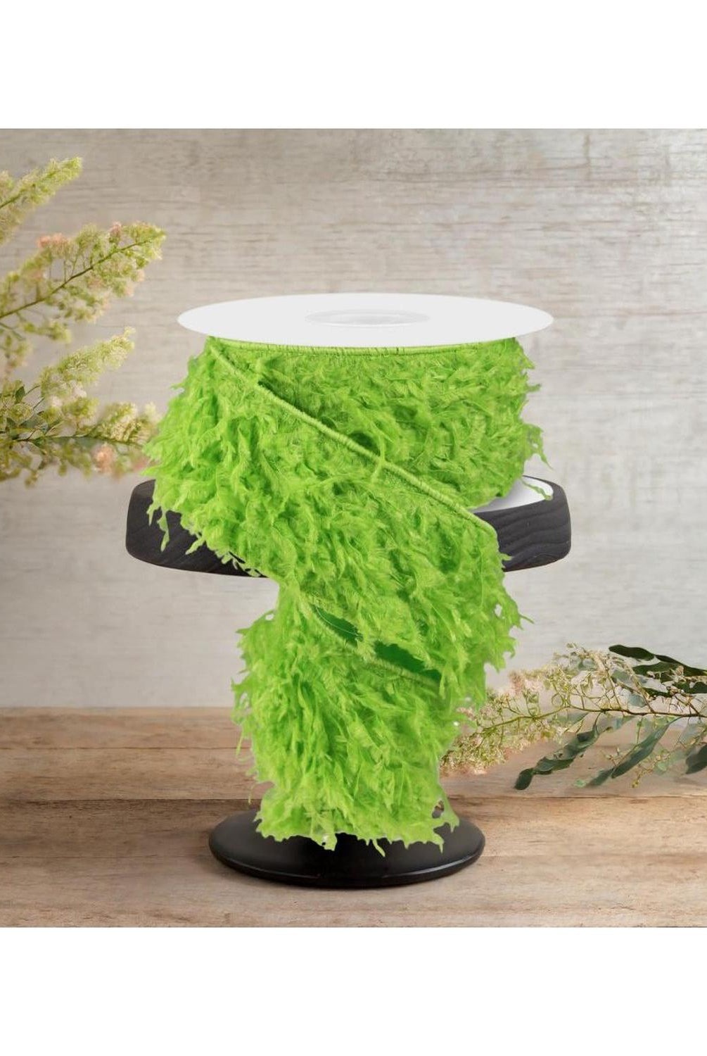 2.5" Furry Ribbon: Lime Green (10 Yards)