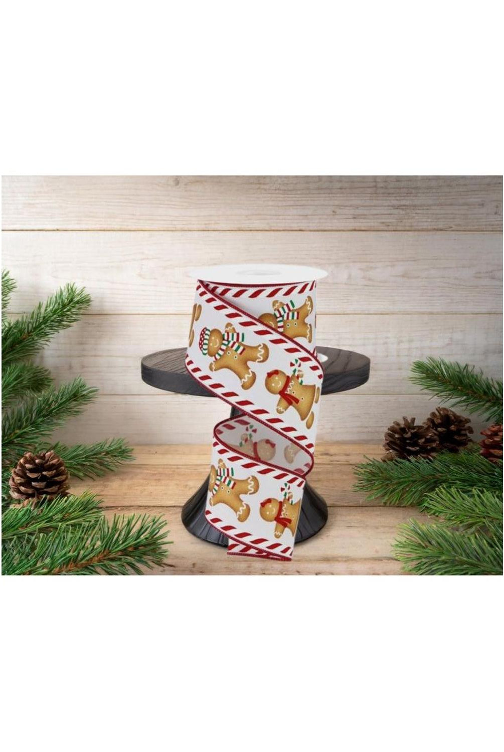 2.5" Gingerbread Boy Girl Ribbon: White (10 Yards)