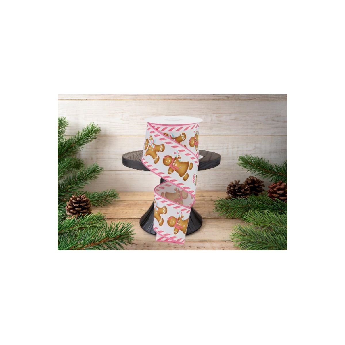 Shop For 2.5" Gingerbread Boy Girl Ribbon: White/Pink (10 Yards)