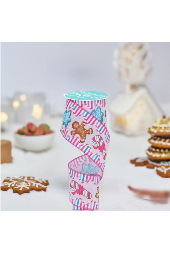 Shop For 2.5" Gingerbread Candy Tree Ribbon: White/Pink (10 Yards) at Michelle's aDOORable Creations