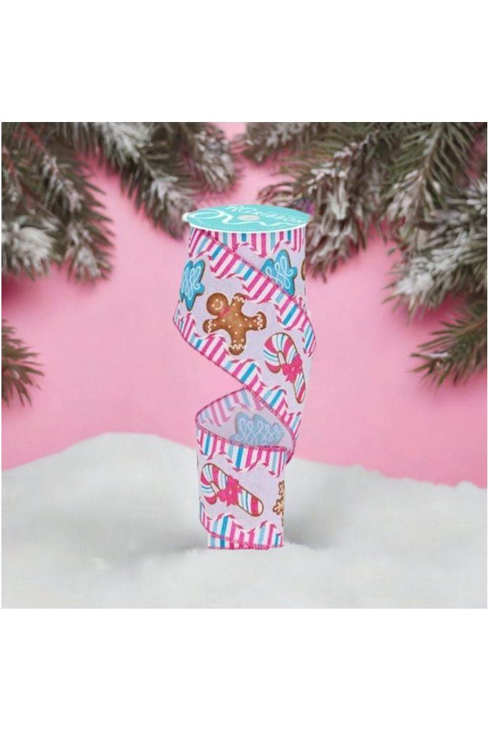 Shop For 2.5" Gingerbread Candy Tree Ribbon: White/Pink (10 Yards) at Michelle's aDOORable Creations