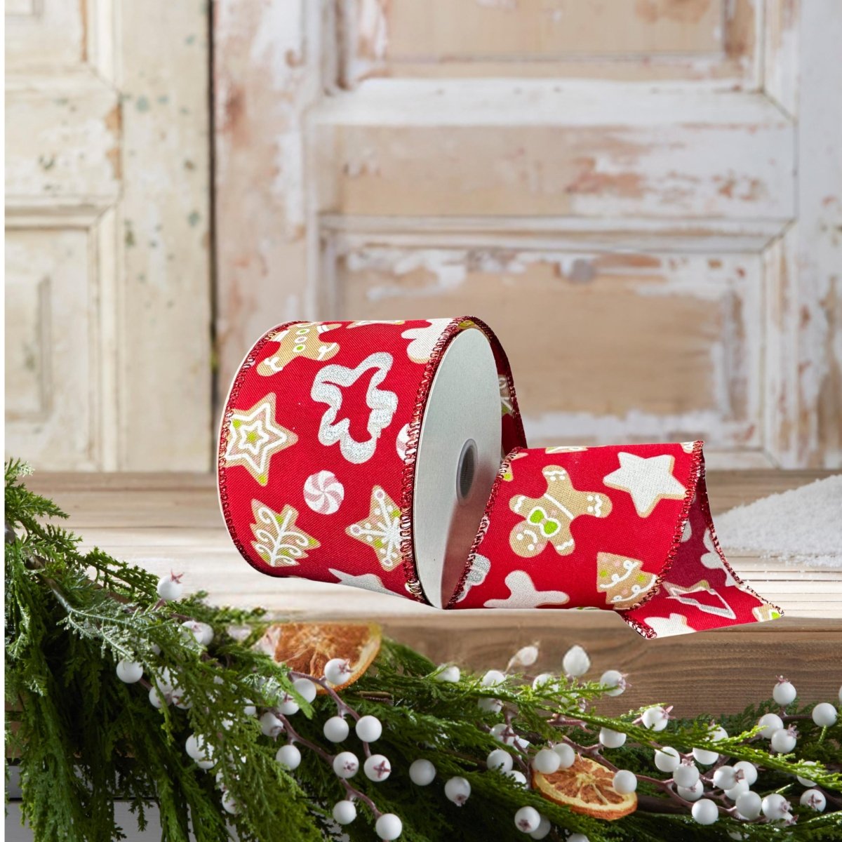 Shop For 2.5" Gingerbread Cookie Cutout Ribbon: Red (10 Yards)