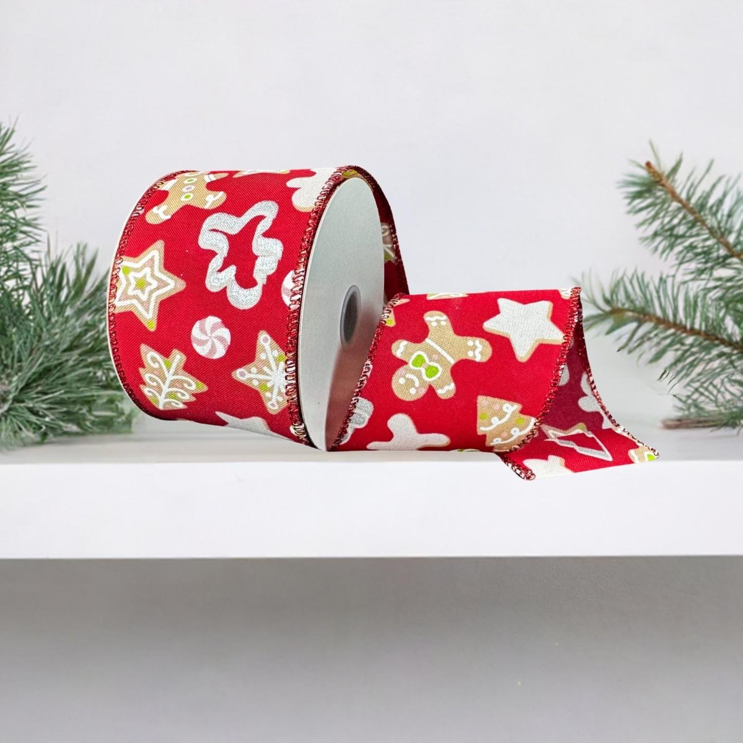 Shop For 2.5" Gingerbread Cookie Cutout Ribbon: Red (10 Yards)