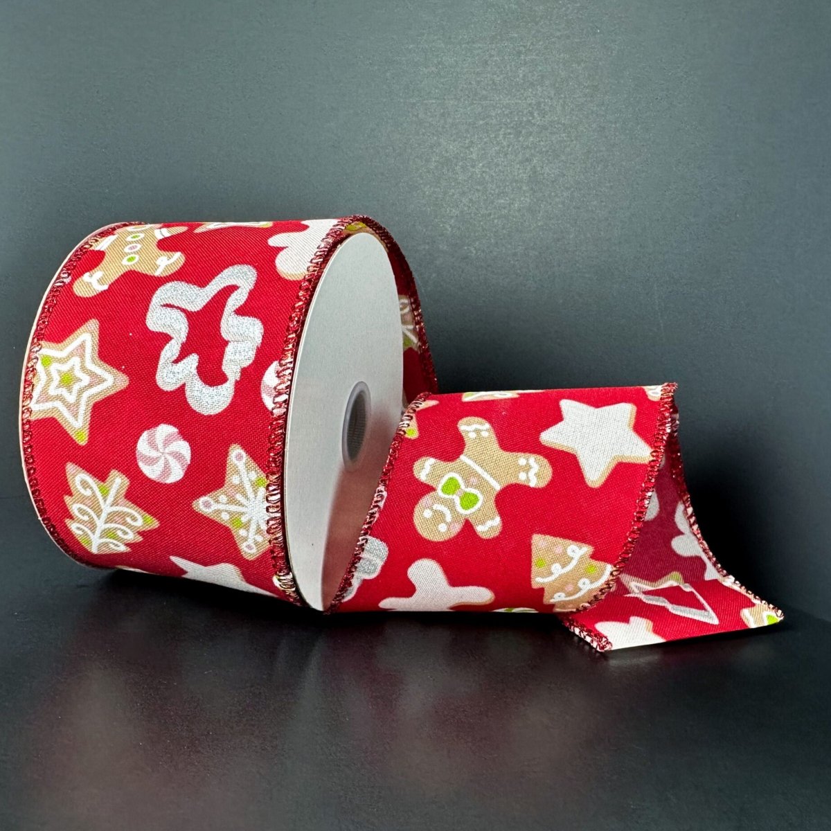 Shop For 2.5" Gingerbread Cookie Cutout Ribbon: Red (10 Yards)