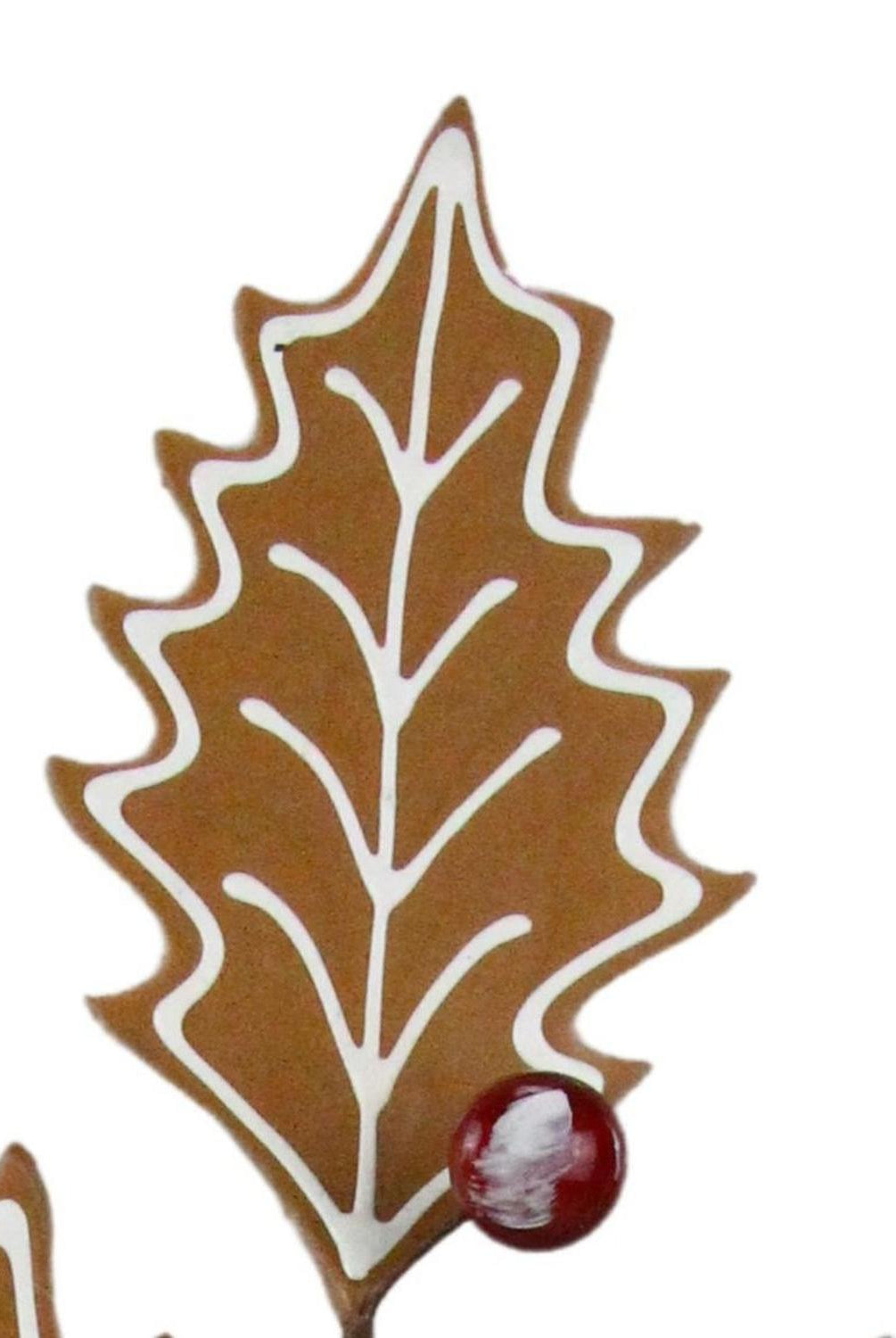 25" Gingerbread Holly Leaf Spray
