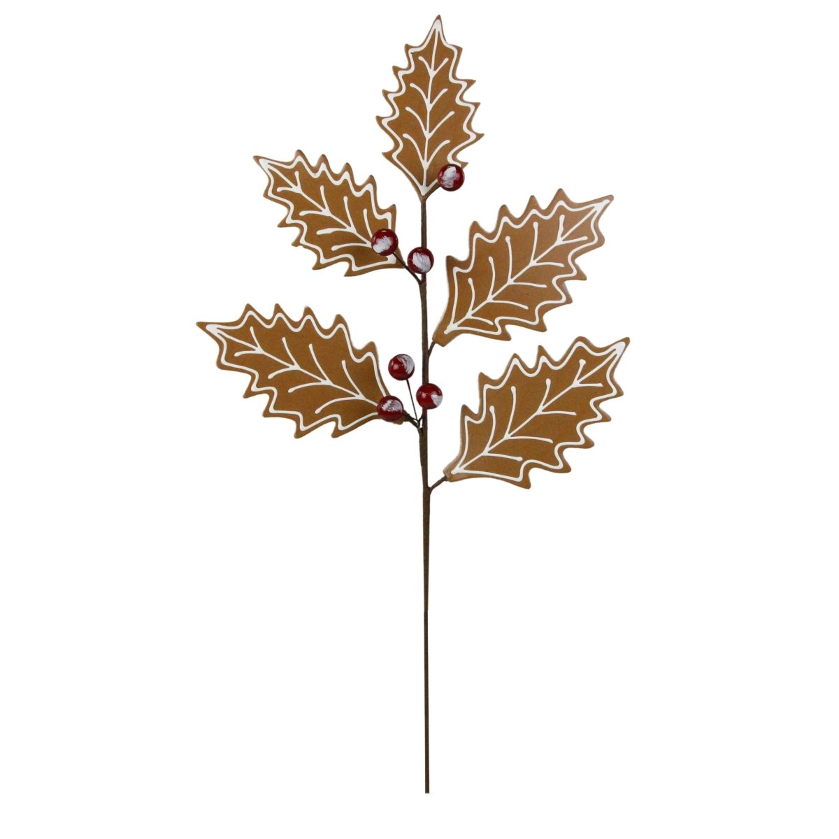 Shop For 25" Gingerbread Holly Leaf Spray