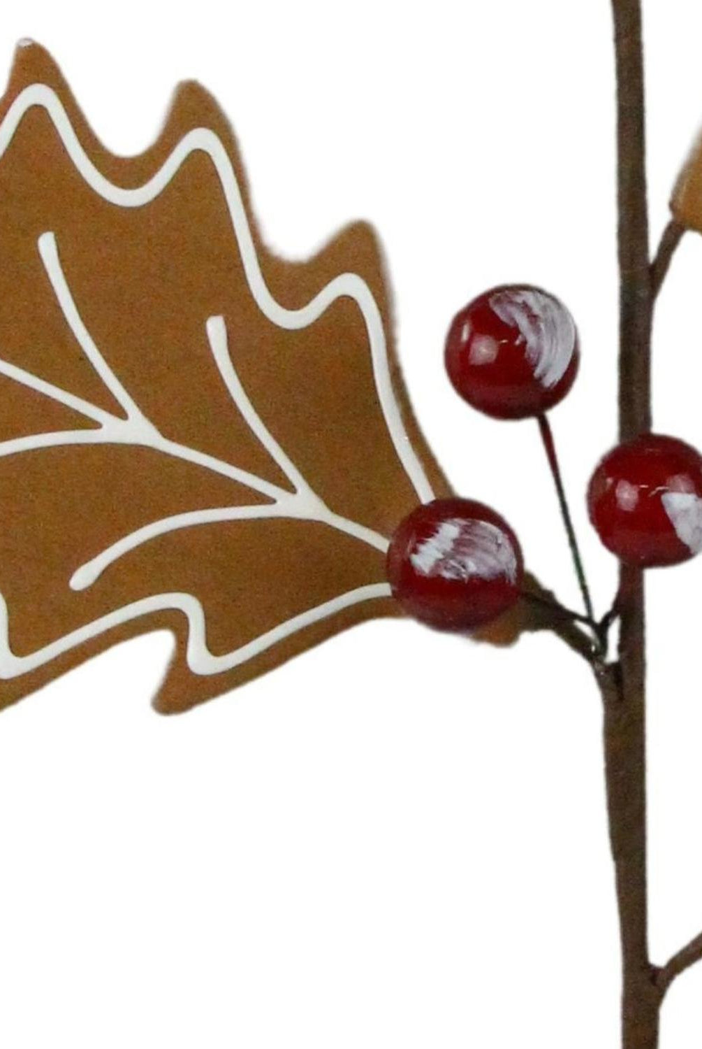 25" Gingerbread Holly Leaf Spray