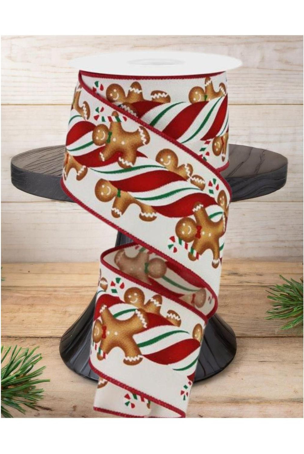 2.5" Gingerbread Kids Candy Ribbon: Ivory (10 Yards)