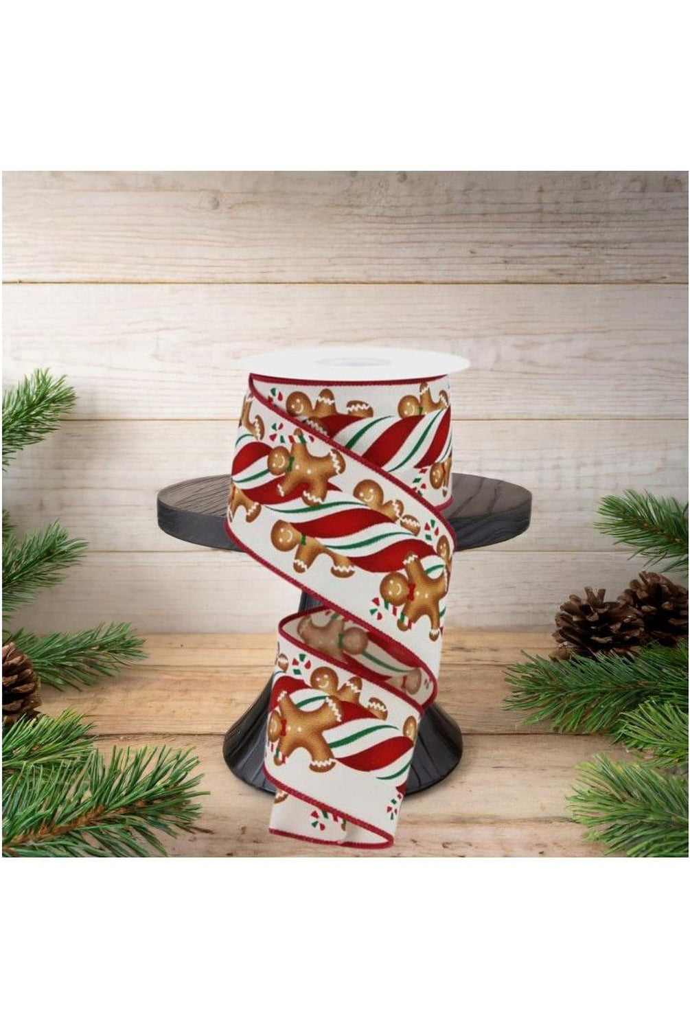 2.5" Gingerbread Kids Candy Ribbon: Ivory (10 Yards)