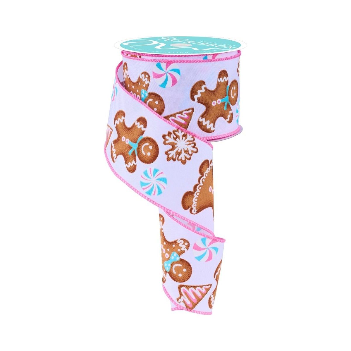 Shop For 2.5" Gingerbread Kids Ribbon: Pink/Blue (10 Yards) at Michelle's aDOORable Creations