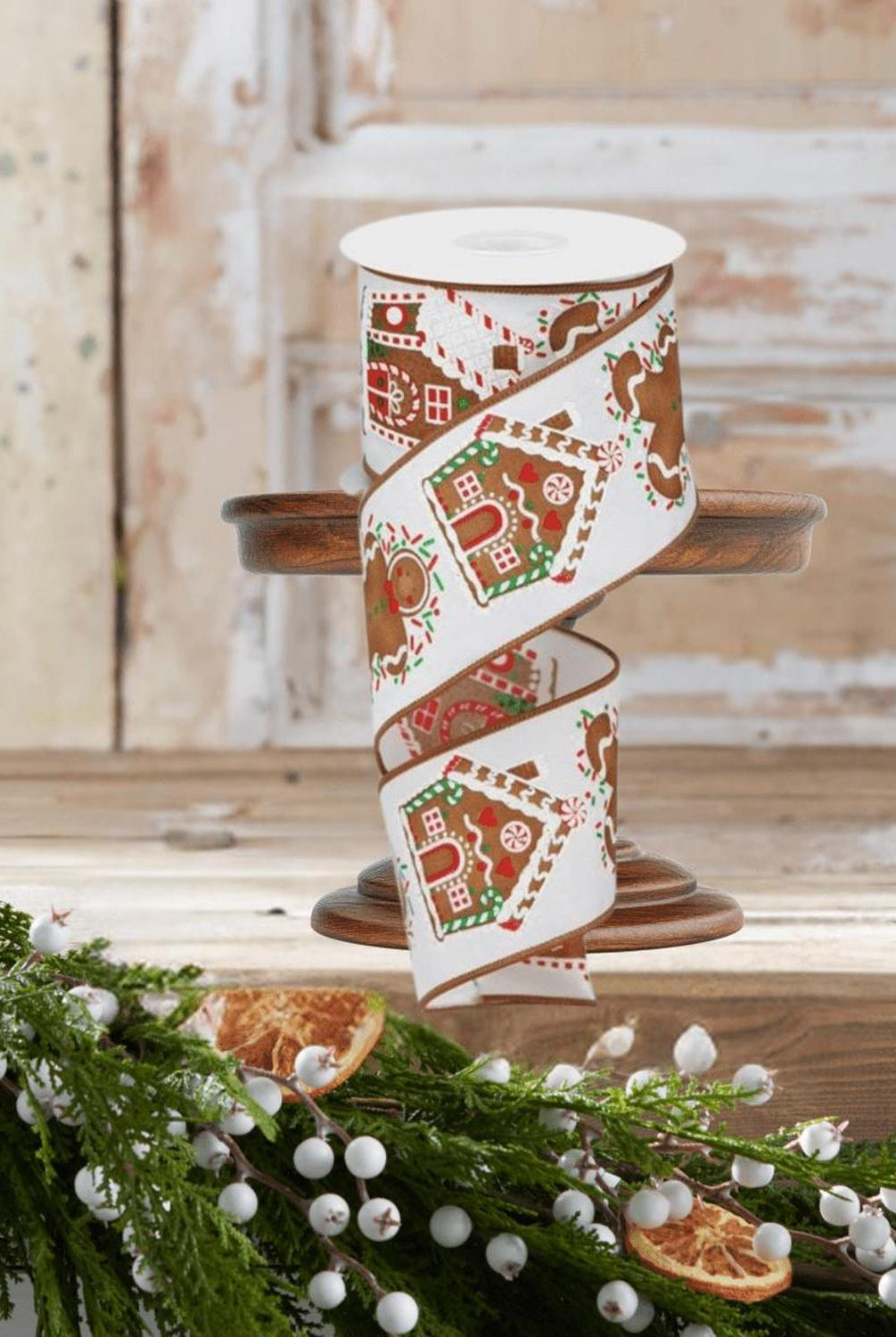 2.5" Gingerbread Sprinkles Ribbon: White (10 Yards)