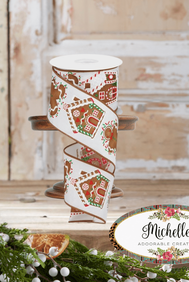 Shop For 2.5" Gingerbread Sprinkles Ribbon: White (10 Yards)