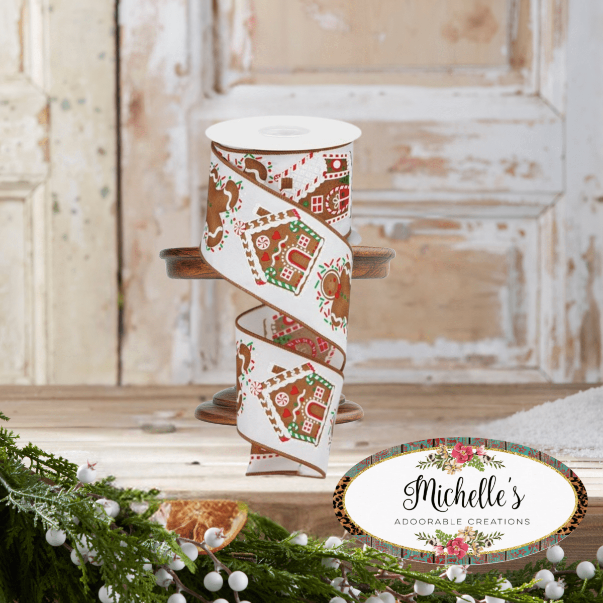 Shop For 2.5" Gingerbread Sprinkles Ribbon: White (10 Yards)
