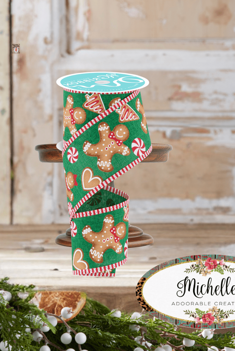 Shop For 2.5" Gingerbread Stripe Ribbon: Emerald Green (10 Yards)