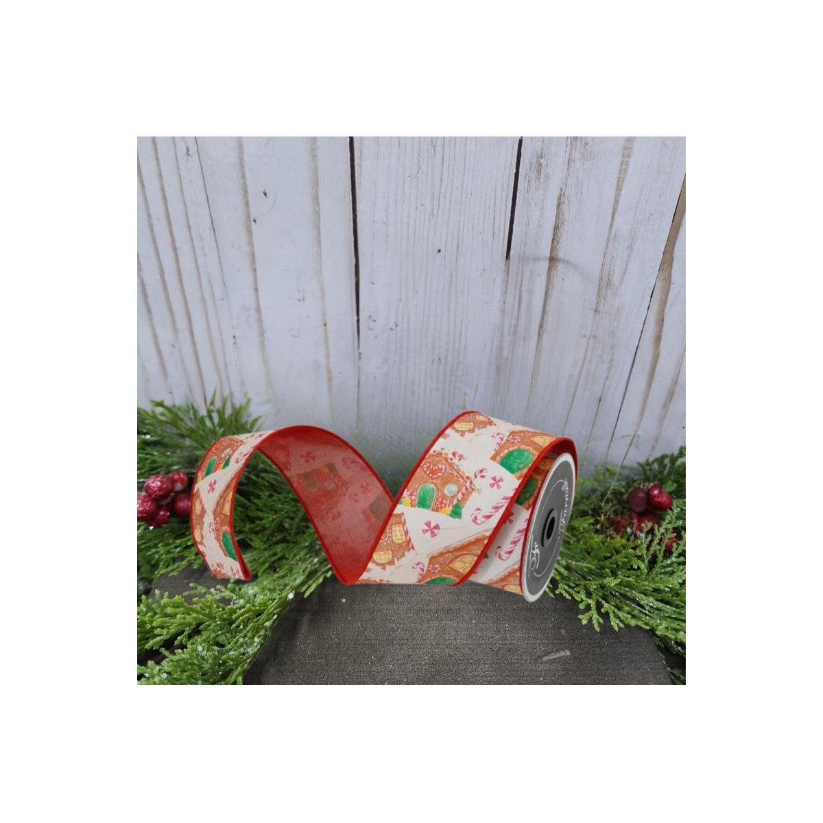 Shop For 2.5" Gingerbread Village Ribbon: White (10 Yards)