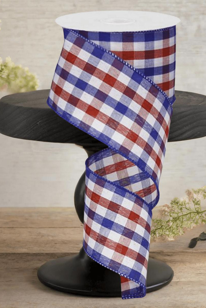 Shop For 2.5" Gingham Plaid Ribbon: Patriotic (10 Yards)