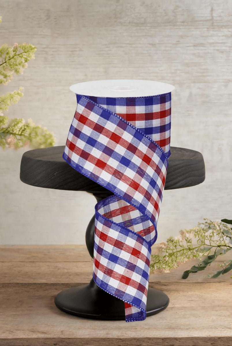 Shop For 2.5" Gingham Plaid Ribbon: Patriotic (10 Yards)