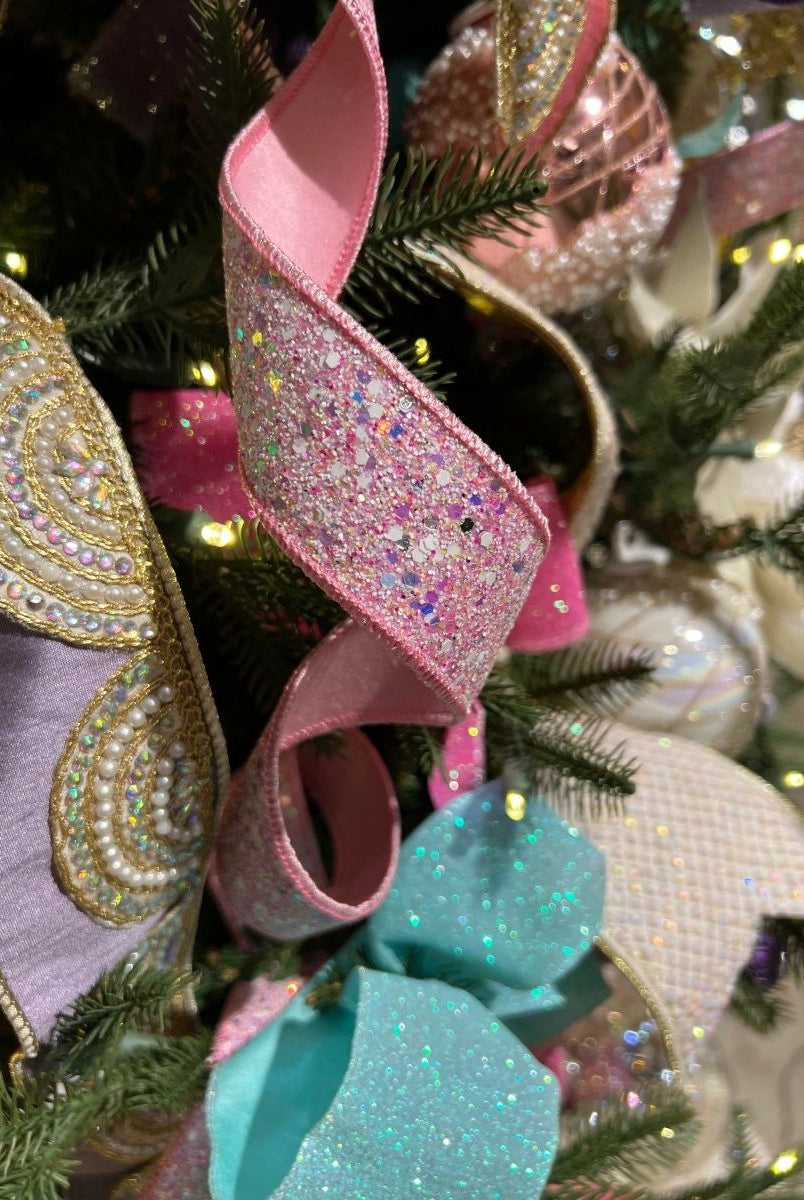 Shop For 2.5" Glitter Confetti Ribbon: Pink (10 Yards) at Michelle's aDOORable Creations