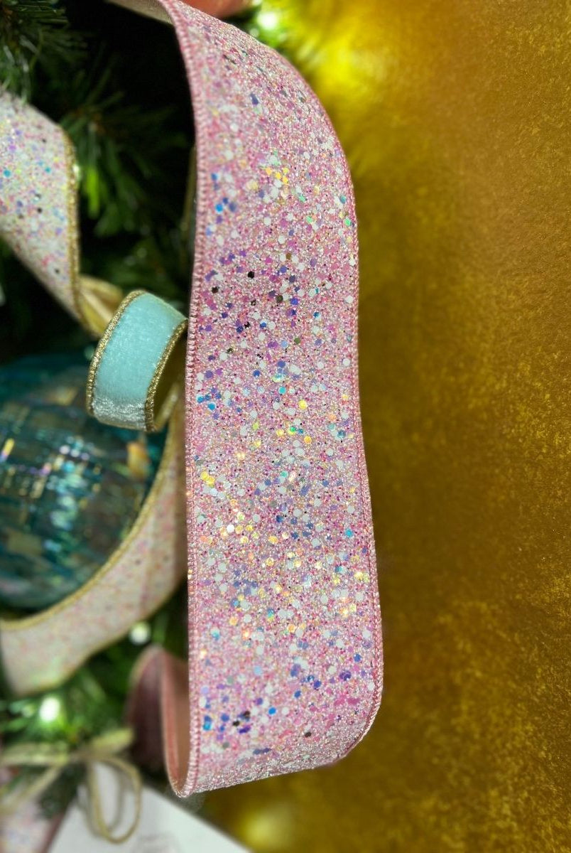Shop For 2.5" Glitter Confetti Ribbon: Pink (10 Yards) at Michelle's aDOORable Creations