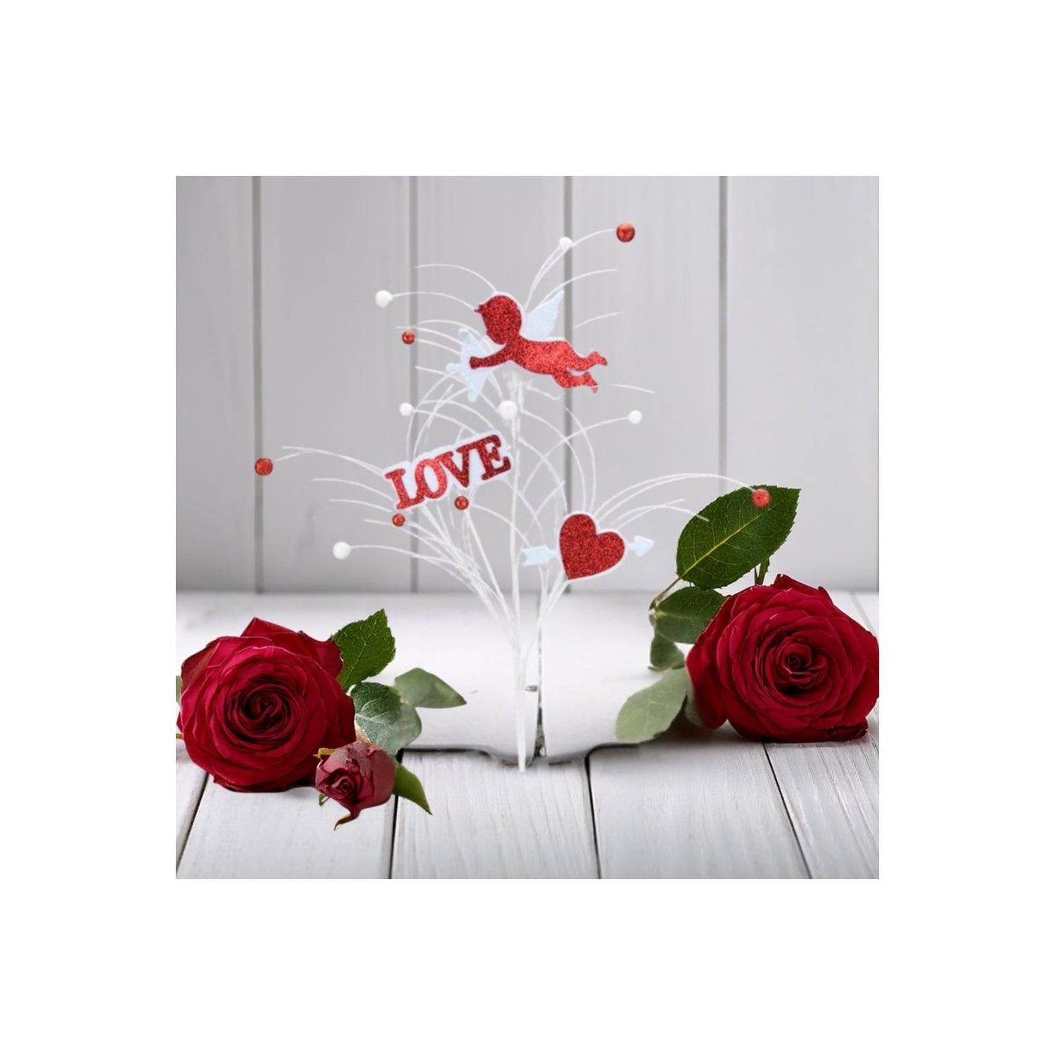 25" Glitter Cupid Spray: Red/White