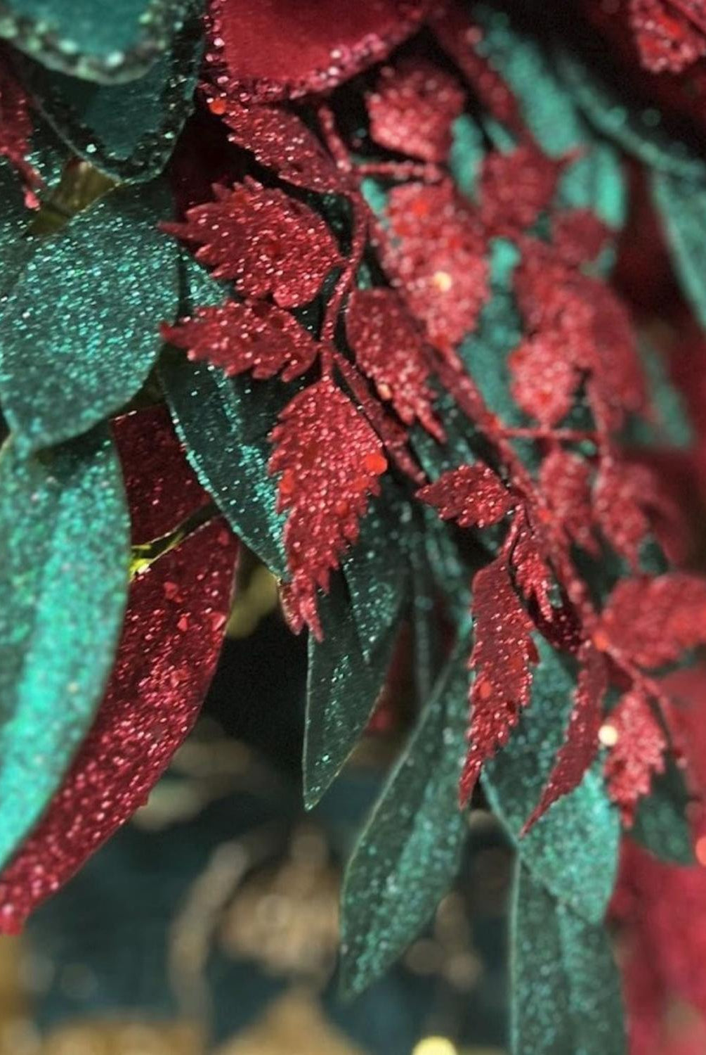 Shop For 25" Glitter Fern Spray: Burgundy