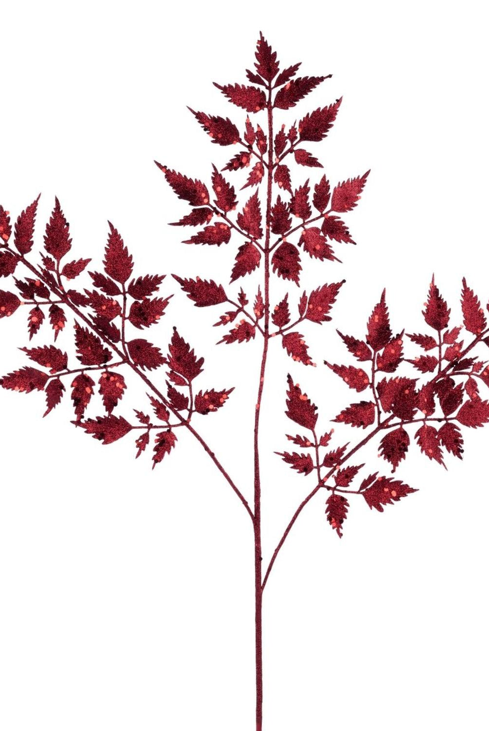 Shop For 25" Glitter Fern Spray: Burgundy