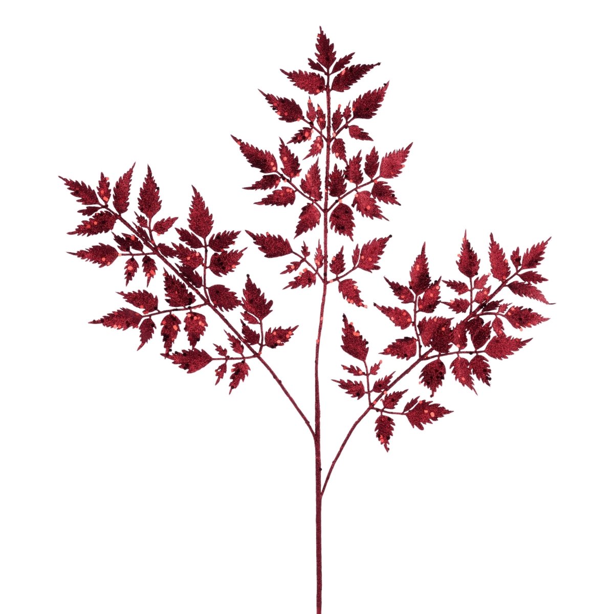 Shop For 25" Glitter Fern Spray: Burgundy