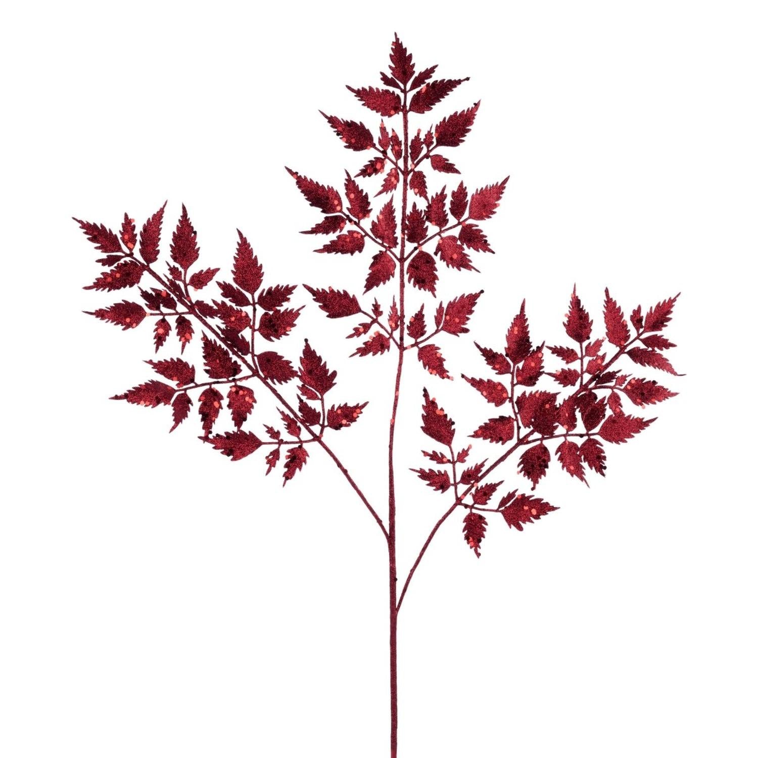 Shop For 25" Glitter Fern Spray: Burgundy