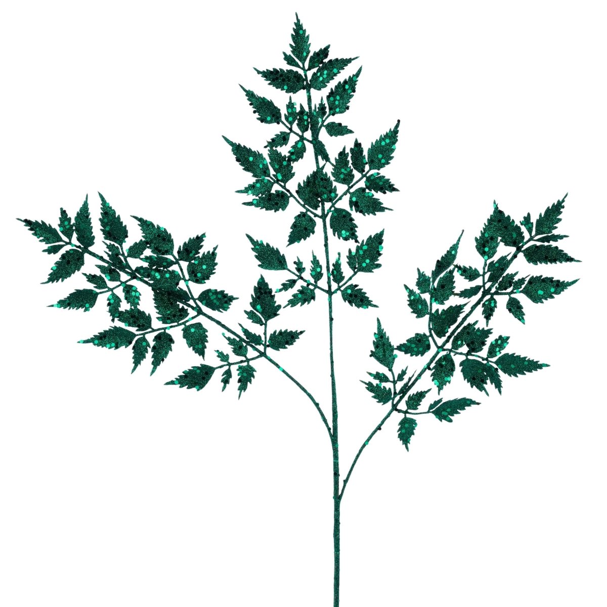 Shop For 25" Glitter Fern Spray: Hunter Green