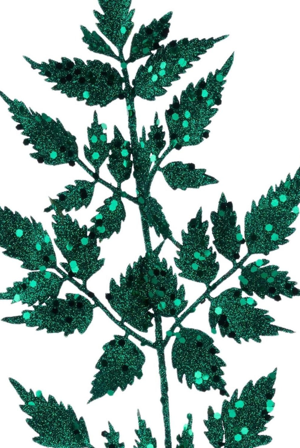 25" Glitter Fern Spray: Hunter Green