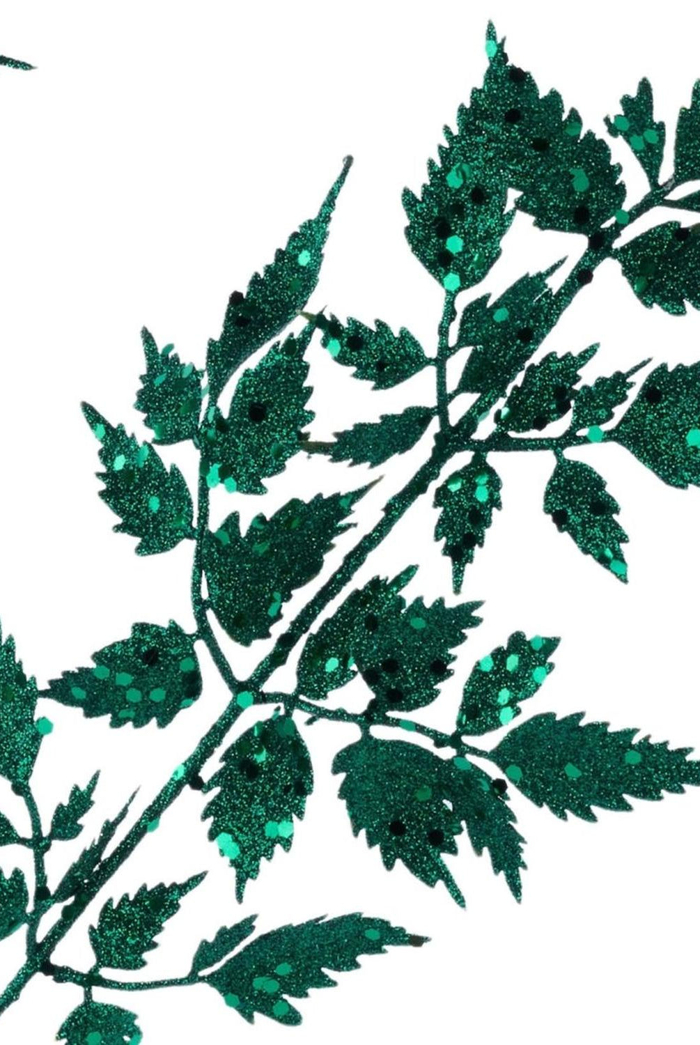 25" Glitter Fern Spray: Hunter Green